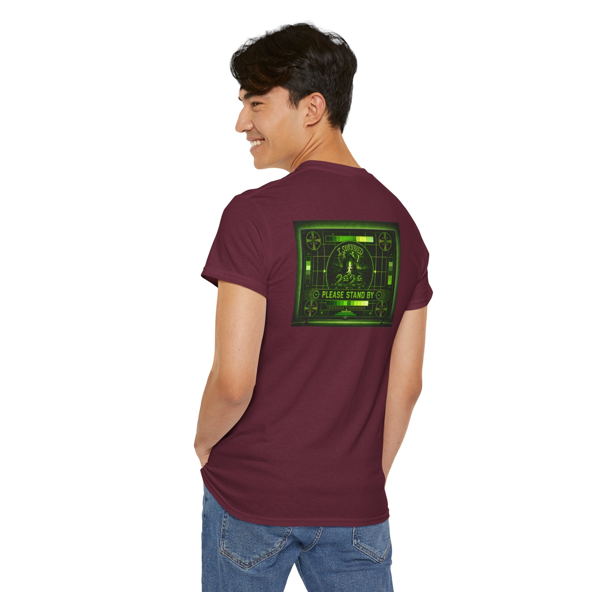 I Survived 2020 — "Please Stand By" Test Pattern Toxic Signal Tee Summer Premiere Unisex Heavy Cotton Tee